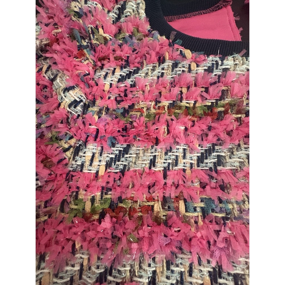 Women's NWT LUREX TWEED RIB CONTRAST Top sz small -pink & blue - Picture 10 of 10